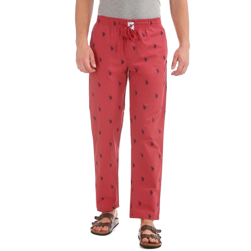 U.S. POLO ASSN. Men Red I506 Comfort Fit Print Cotton Lounge Pants Red (XL)