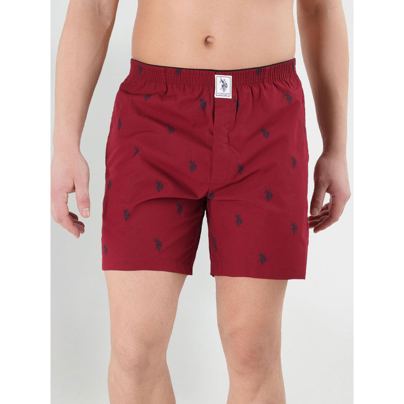 U.S. POLO ASSN. Red I021 Comfort Fit Print Cotton Boxers Red (S)