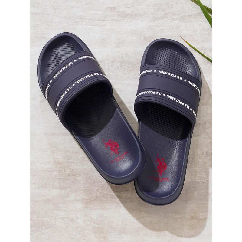 U.S. POLO ASSN. Wode 3.0 Men Casual Printed Navy Sliders (UK 6)