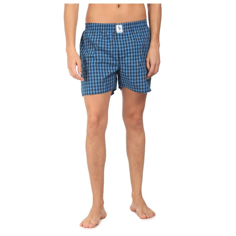 U.S. POLO ASSN. Men Blue & Sky Blue I691 Natural Cotton Boxers (Pack of 2) (S)