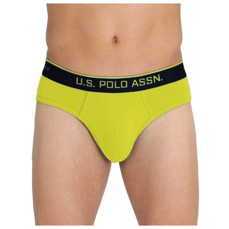U.S. POLO ASSN. Men Lime Green I706 Natural Cotton Briefs (L)