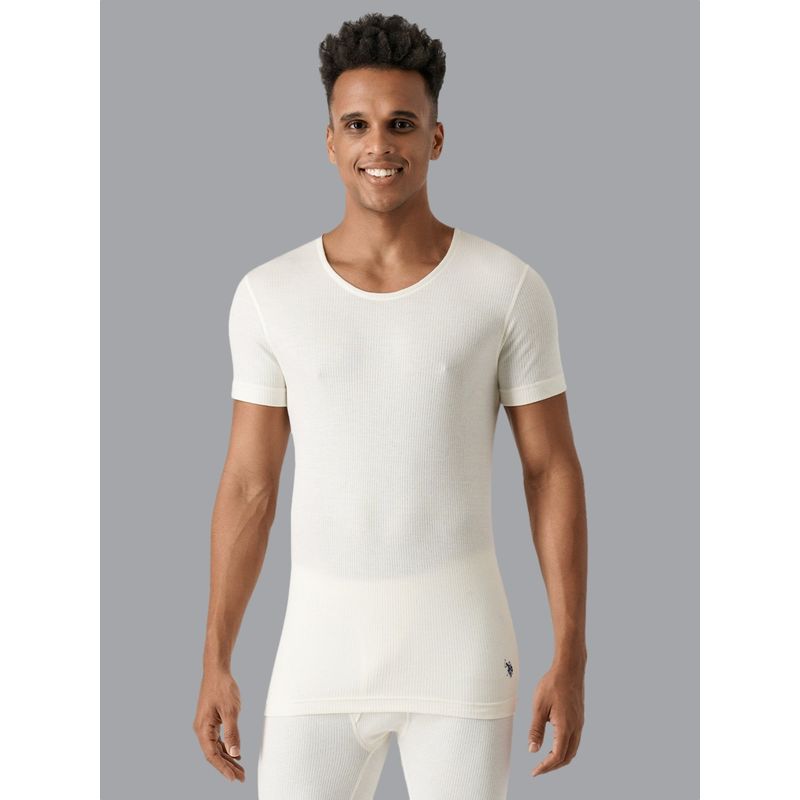U.S. POLO ASSN. Men White I751 Natural Cotton Thermal Top (S)