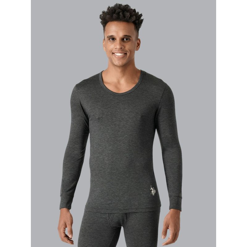 U.S. POLO ASSN. Men Grey I755 Natural Polyester Thermal Top (M)