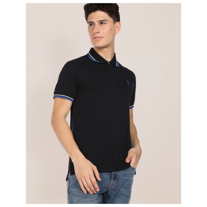 Buy U.S. POLO ASSN. Tipped Zipper Polo Shirt Online