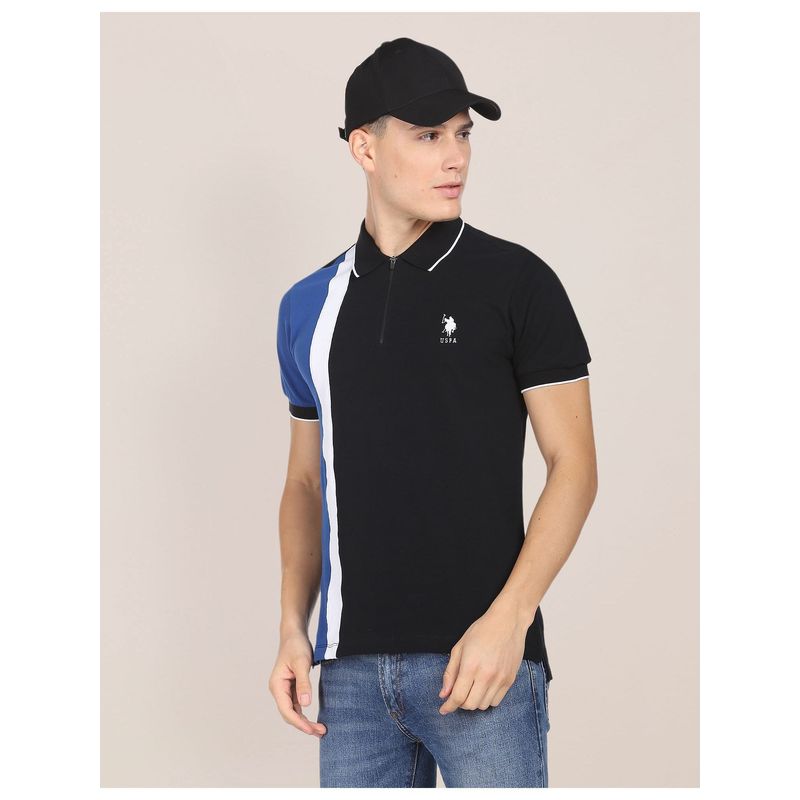 U.S. POLO ASSN. Colour Block Zipper Polo Shirt (S)