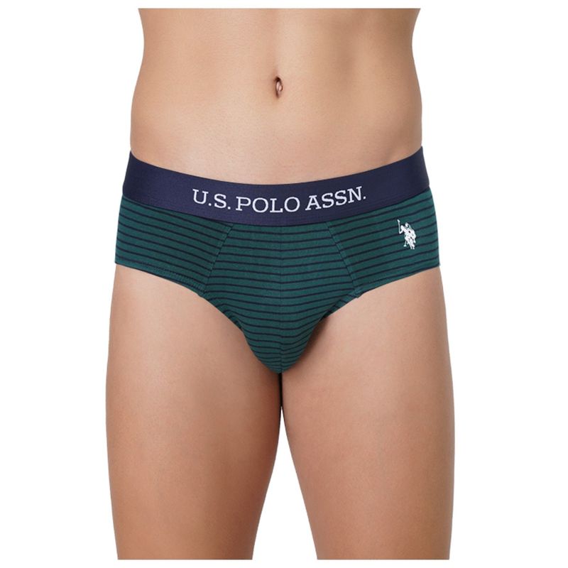 U.S. POLO ASSN. Mens Striped Cotton Mid Rise Briefs Multi-Color (Pack of 2) (S)
