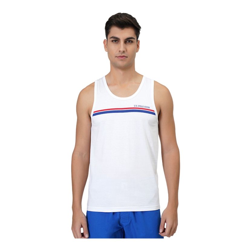 U.S. POLO ASSN. Mens Solid Cotton Vests White (2XL)