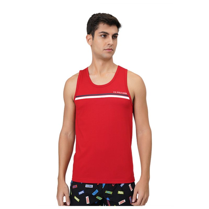 U.S. POLO ASSN. Mens Solid Cotton Vests Red (M)