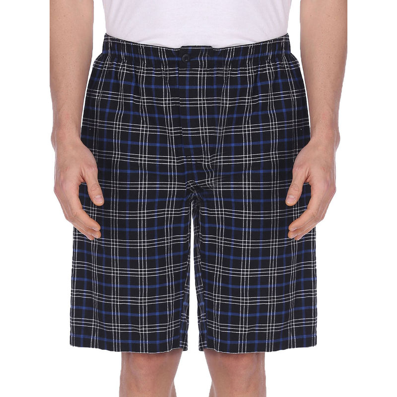 U.S. POLO ASSN. Men Black I692 Plaid Check Cotton Bermudas (S)