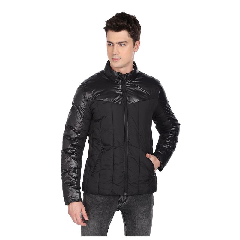 U.S. POLO ASSN. Men Black High Neck Solid Jacket (M)