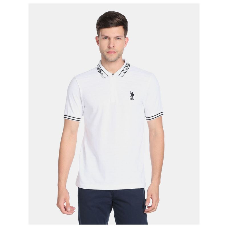 U.S. POLO ASSN. Branded Collar Solid Polo Shirt (L)