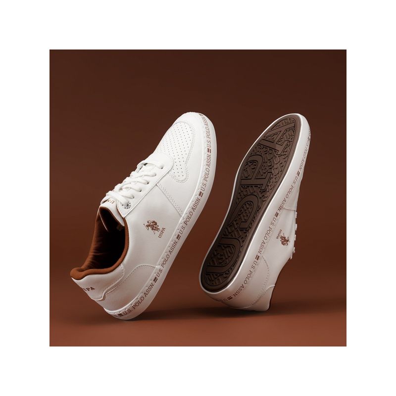 U.S. POLO ASSN. Conrad Mens Casual Solid/Plain Off White Sneakers (UK 6)