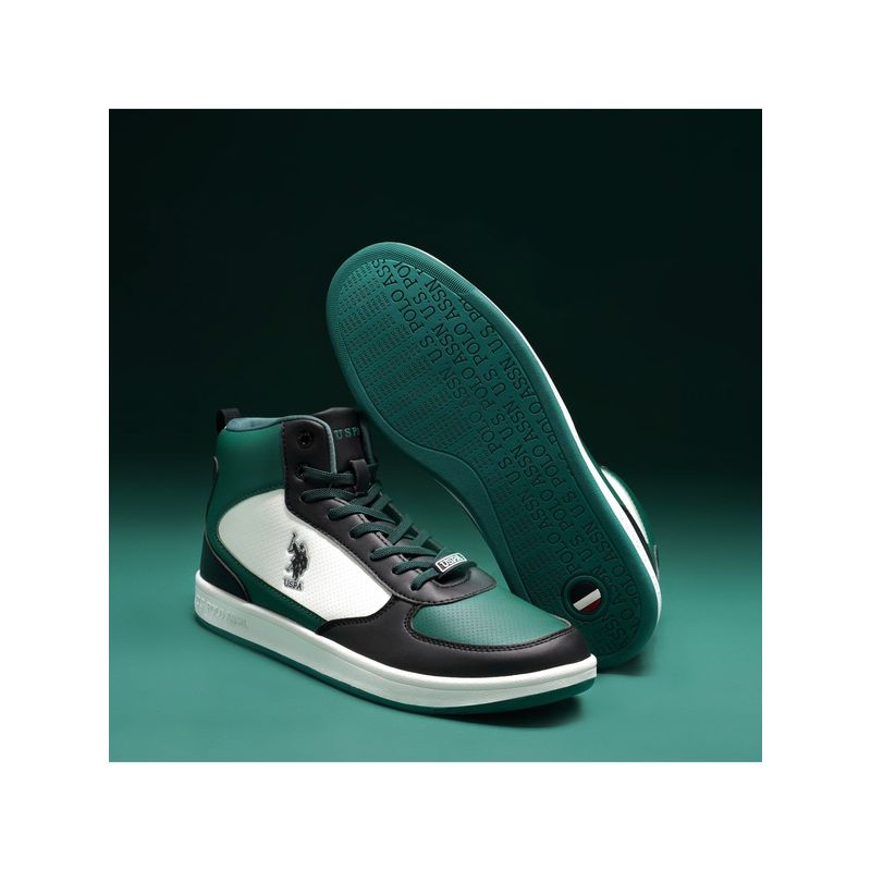 U.S. POLO ASSN. Myles Mens Casual Colorblock Black Mid Top Sneakers (UK 8)