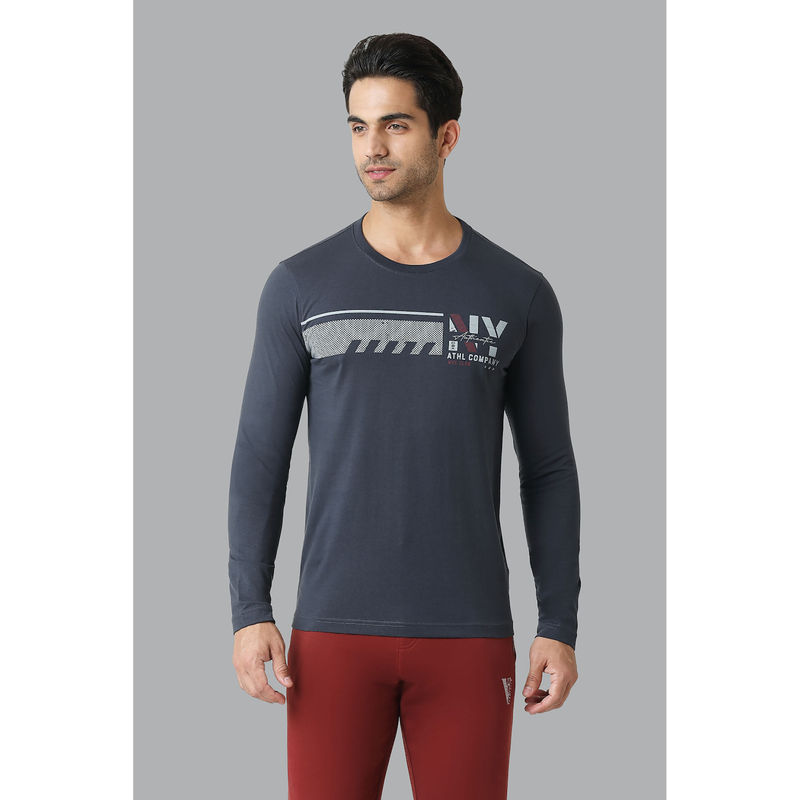 Van Heusen Athleisure Men Crew Neck & Long Sleeve T-Shirt - Slate (L)