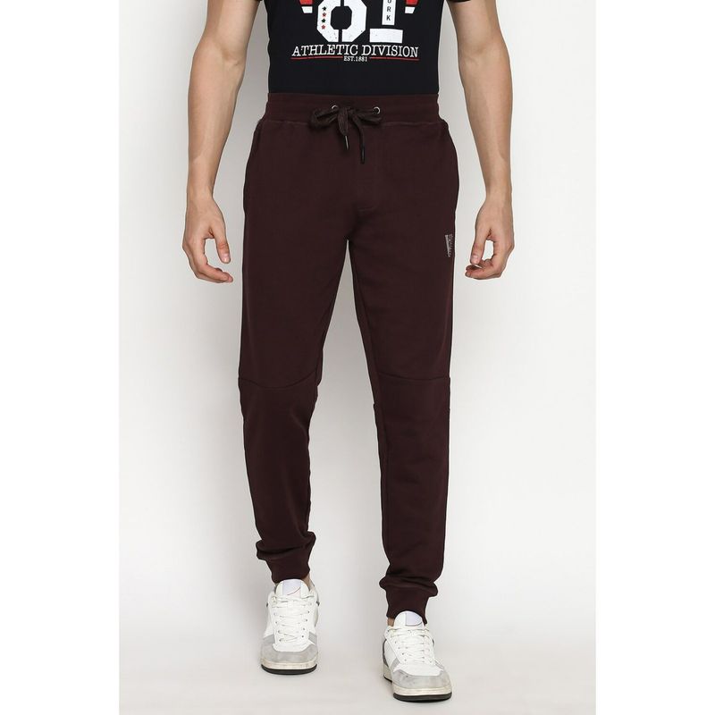 Van Heusen Athleisure Men Drawstring Waist & Side Panel Joggers - Burnt Wine (S)