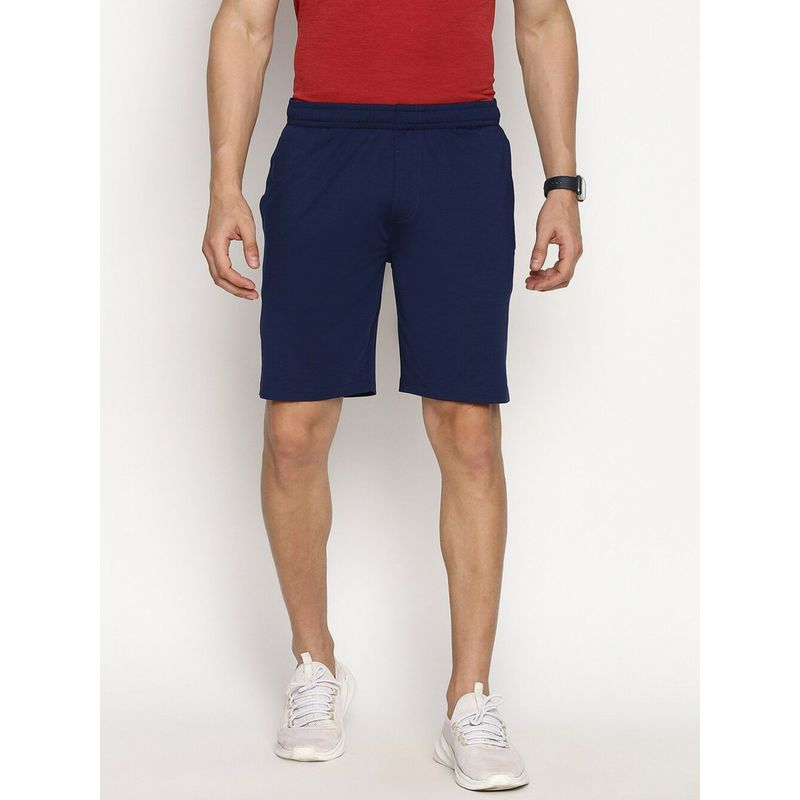 Van Heusen Performance Men Swift Dry & Odour Shield Jacquard Mesh Shorts - Navy Melange (S)