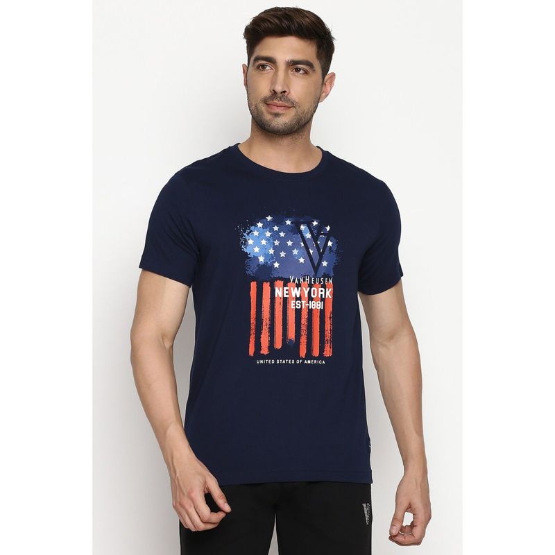 Van Heusen Athleisure Men Crew Neck & Short Sleeve T-Shirt - Navy Nyk (S)