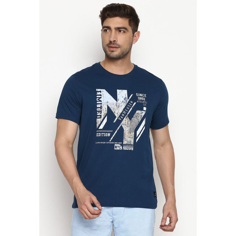 Van Heusen Athleisure Men Crew Neck & Short Sleeve T-Shirt - Deep Sea Lt (S)