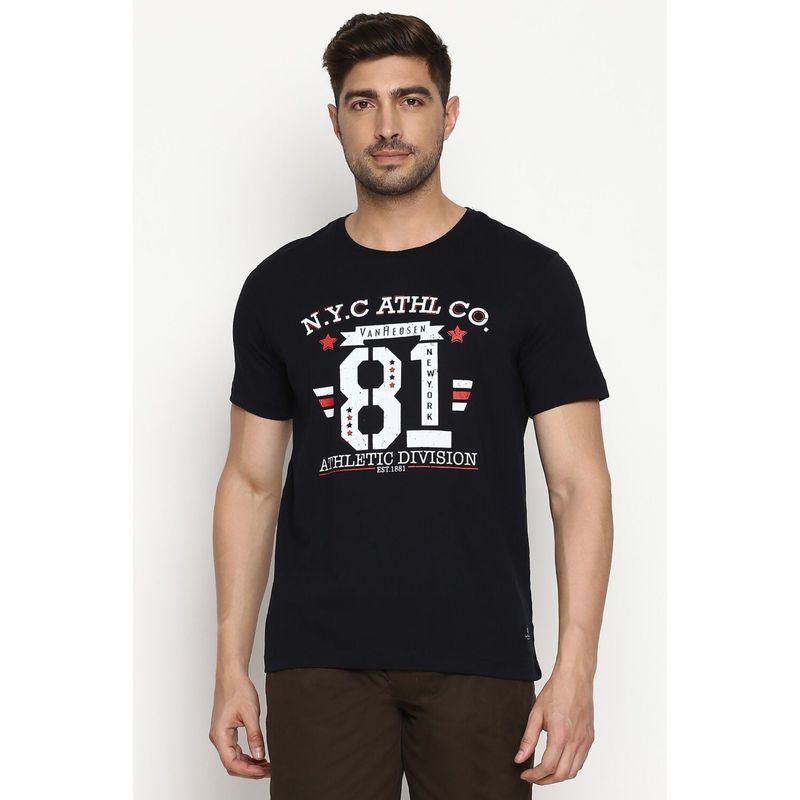 Van Heusen Athleisure Men Crew Neck & Short Sleeve T-Shirt - Black Ath (S)