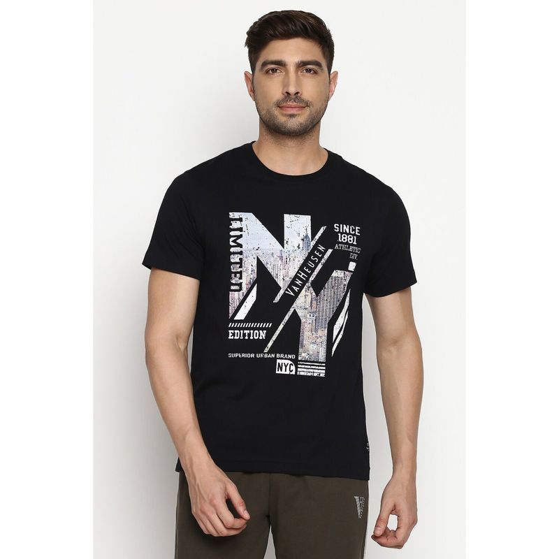 Van Heusen Athleisure Men Crew Neck & Short Sleeve T-Shirt - Black NY (S)