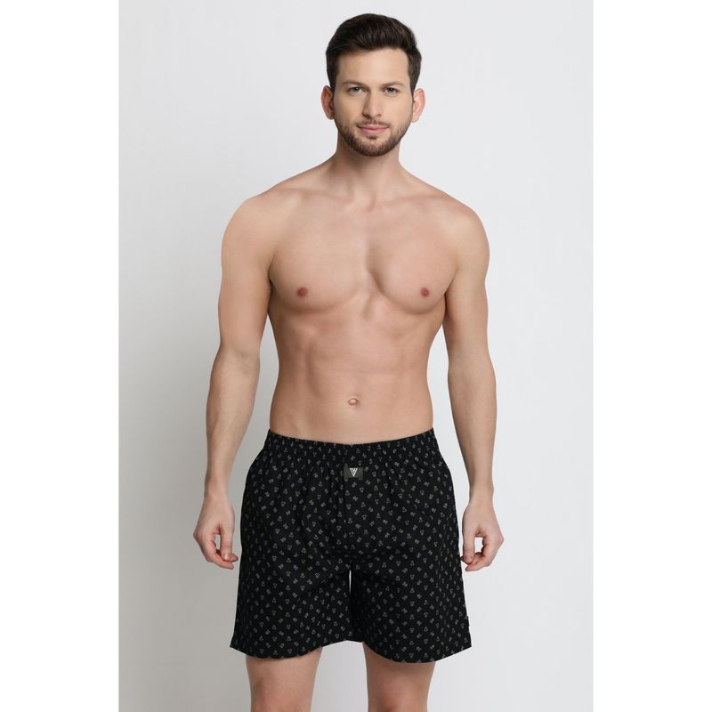 Van Heusen Men Black Print Boxer Shorts (S)