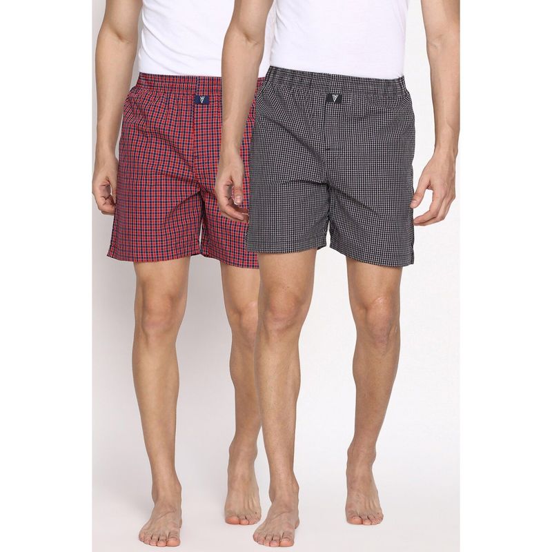Van Heusen Men Pack of 2 Side Pocket & Superior Lustre Boxer Shorts - CCK28A,CCK28B (M)