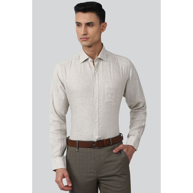 Van Heusen Men Grey Regular Fit Textured Full Sleeves Formal Shirt (39)