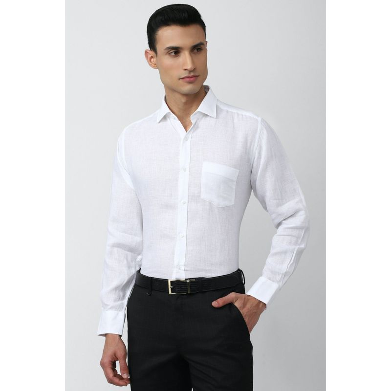 Van Heusen Men White Regular Fit Textured Full Sleeves Formal Shirt (39)