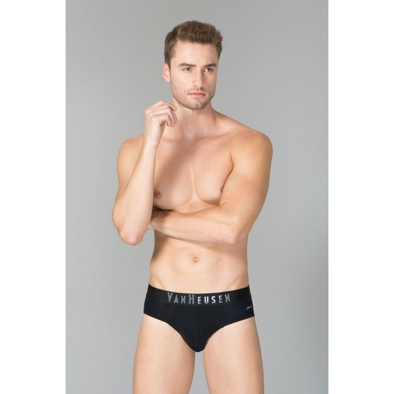 Van Heusen Men Swift Dry & Breathable AIR Series Active Briefs - Pure Black (S)