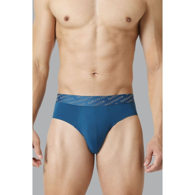 Van Heusen Men 4 Way Stretch & 3D Logo Waistband Tactel Briefs - Deep Water (L)