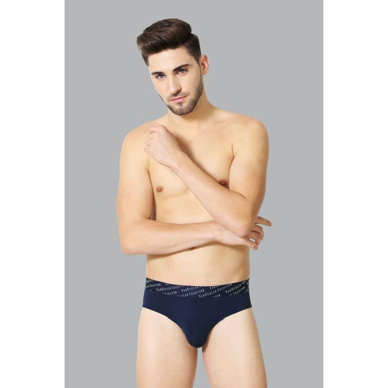 Van Heusen Men 4 Way Stretch & 3D Logo Waistband Tactel Briefs - Dark Navy (M)
