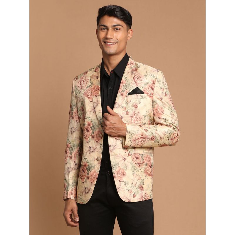 Vastramay Men Brown Silk Blend Blazer (40)