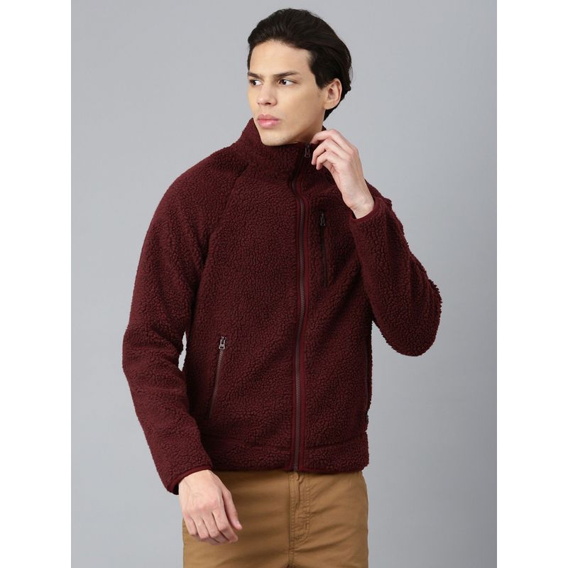 WOODLAND Self Design Sweatshirt Burgundy (M)