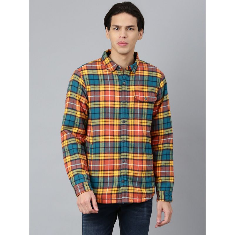 WOODLAND Checks Casual Shirt Yellow (XL)