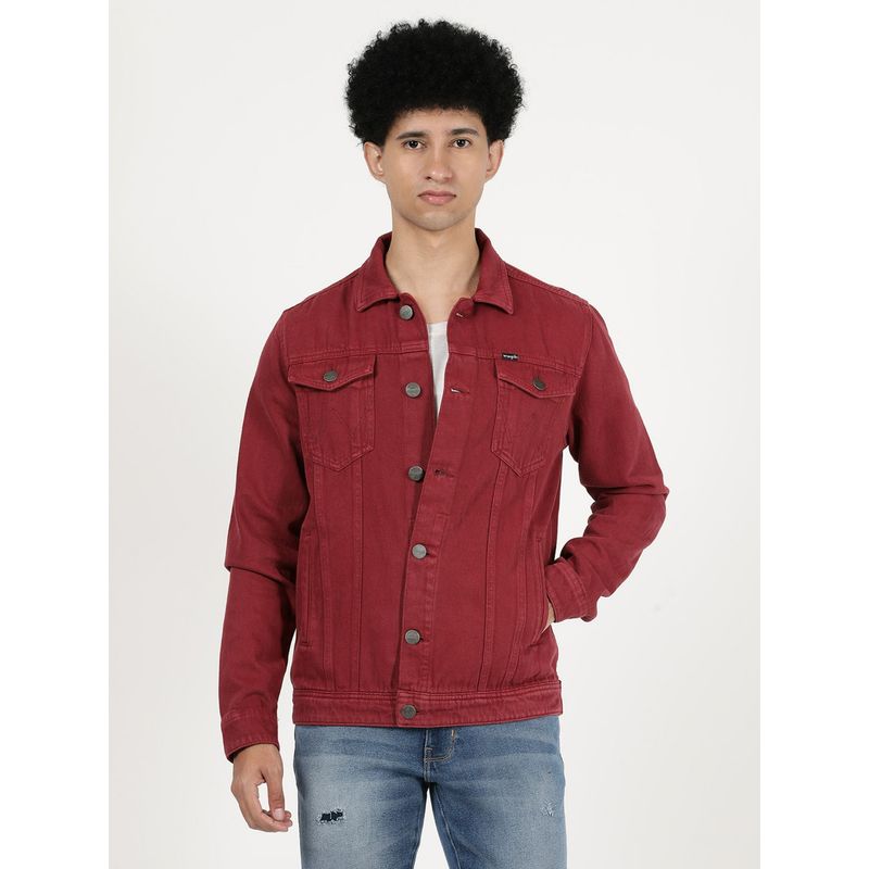 Wrangler Men Solid Red Jacket (Regular) (2XL)