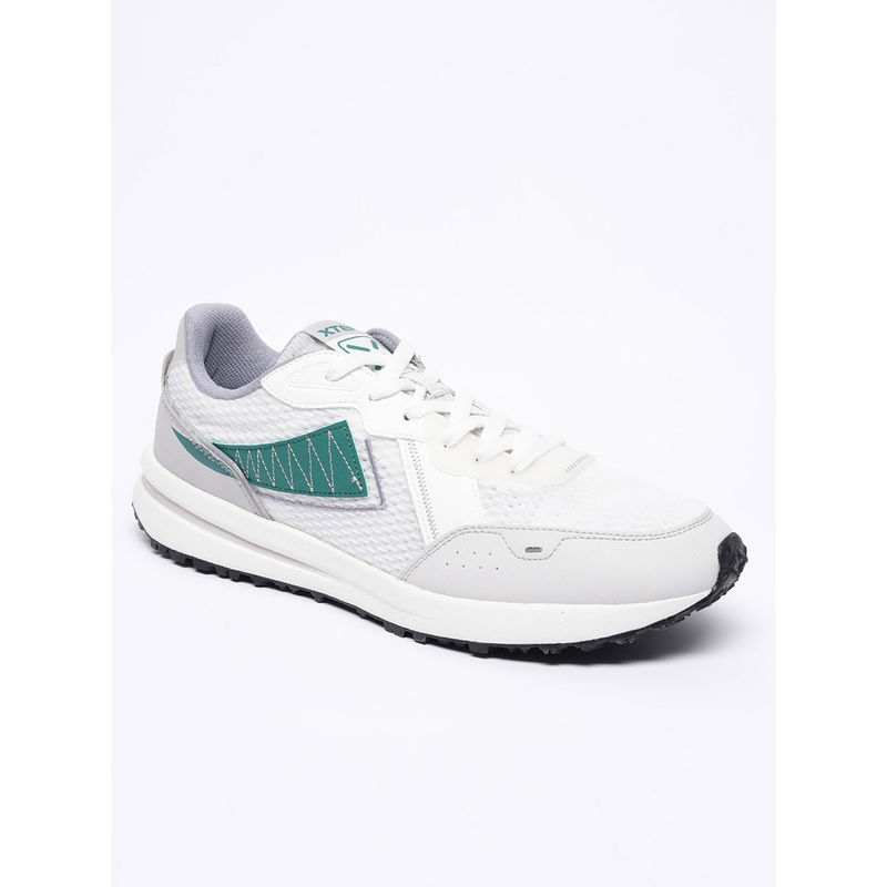 Xtep Men white & Grey Retro 70s style self Design Casual Shoes (EURO 45)