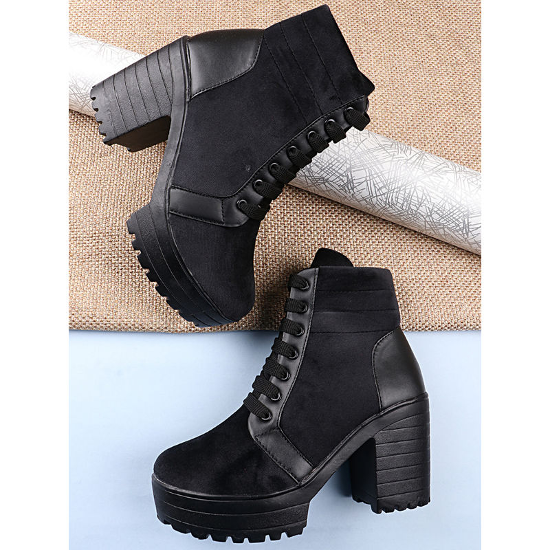 Shoetopia Women Solid Black Boots (EURO 40) (EURO 40)