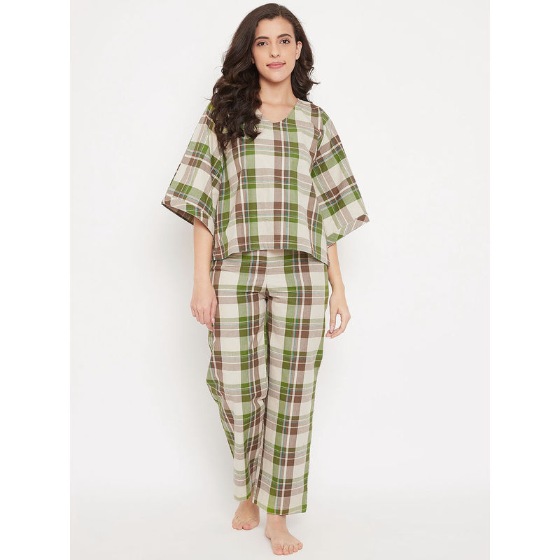 The Kaftan Company Forest Plaid Cotton Pyjama Set Buy The Kaftan