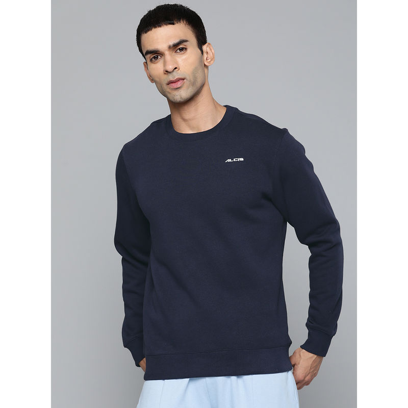 Alcis Men Solid Navy Blue Sweatshirts (L)