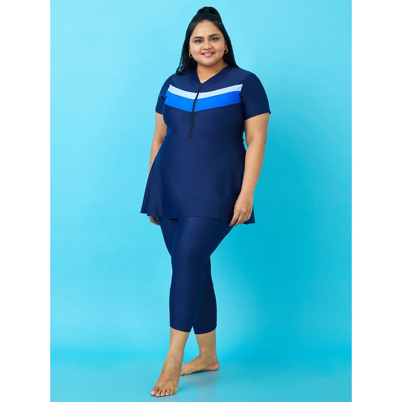 LYCOT Women Zipped Swimsuit - Navy Blue (3XL)