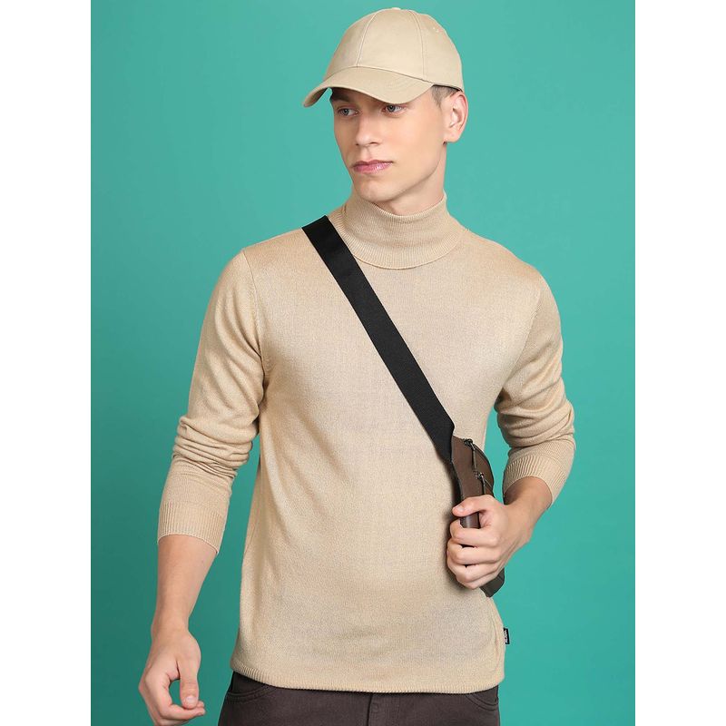 HIGHLANDER Men Turtle Neck Acrylic Ribbed Pullover (M)