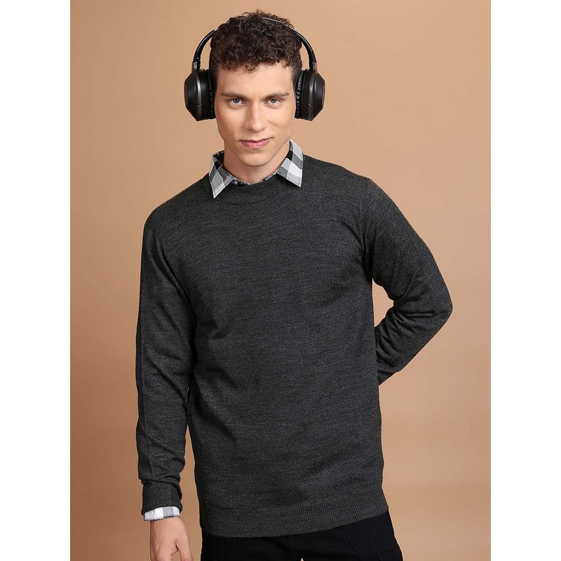 HIGHLANDER Men Round Neck Acrylic Ribbed Pullover (XL)