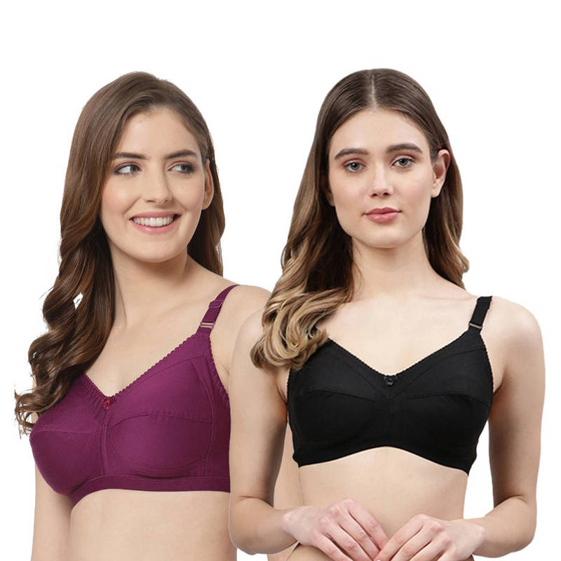 Cukoo Pure Cotton Bra - Multi-Color (Pack of 2) (34B)