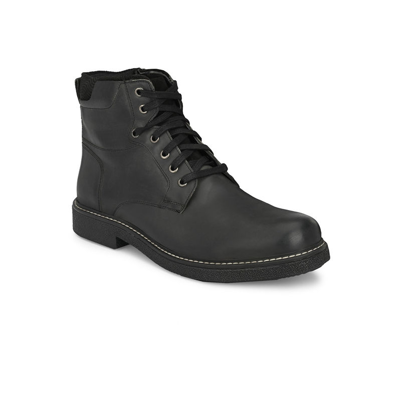 Delize Black Mens Solid Derby Boots (UK 6)