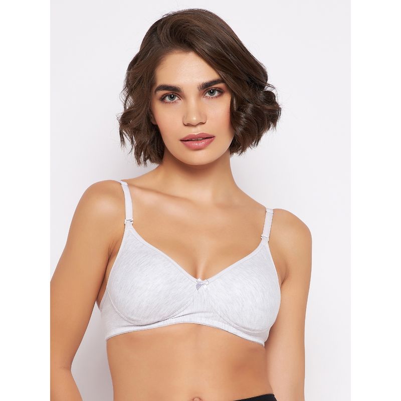 Clovia Cotton Rich Solid Lightly Padded Demi Cup Wire Free T-shirt Bra - Light Grey (36D)