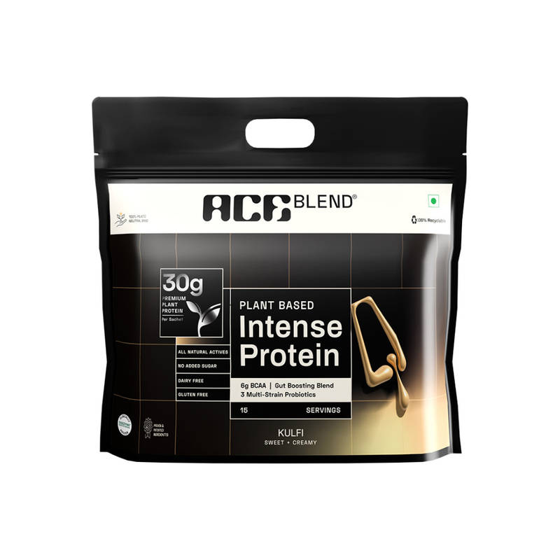 Ace Blend Intense 30g Plant Protein For Muscle Growth & Recovery With No Added Sugar - Kulfi