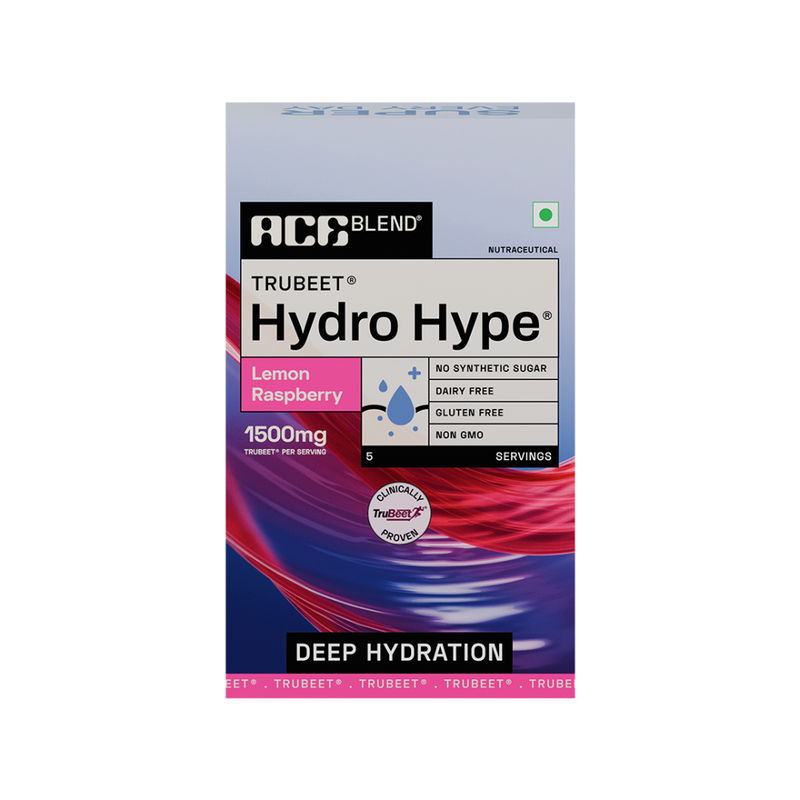 Ace Blend Hydro Hype Natural Beetroot Extract With Vitamins & Minerals Sachets - Lemon Raspberry