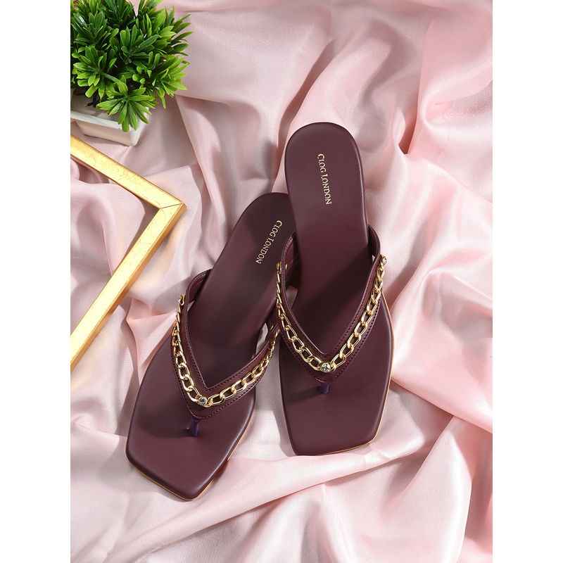 CLOG LONDON Women Burgundy Slip On Comfortable Heels (EURO 40)