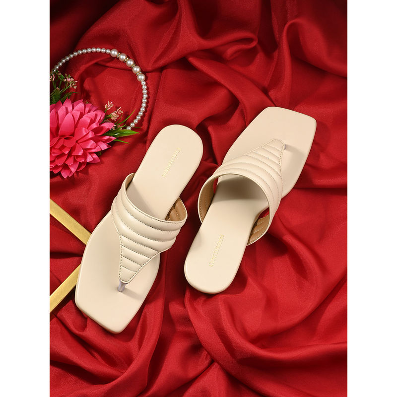 CLOG LONDON Women Beige Slip On Comfortable Heels (EURO 36)