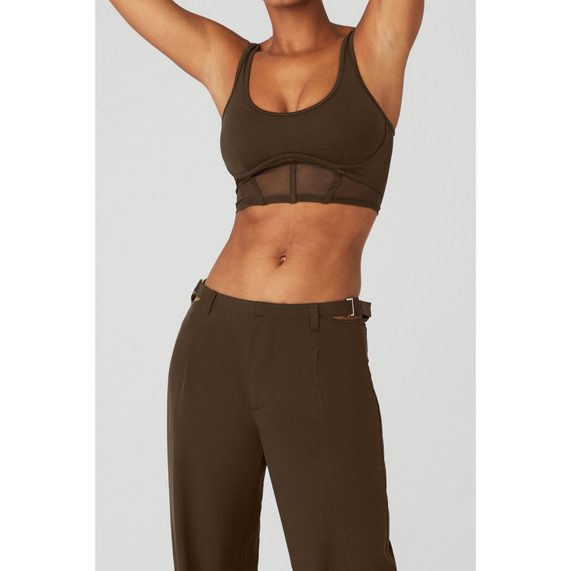 alo Airbrush Mesh Corset Tank Espresso (M) (M)